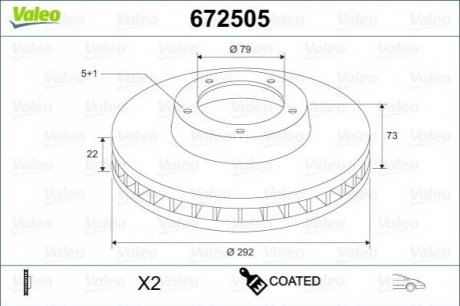 Диск тормозной MALOWANA BMW SERIE 1 Valeo 672505