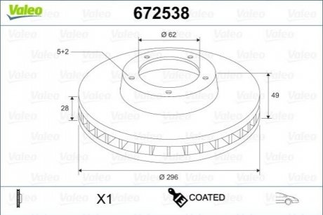 Диск тормозной MALOWANA TOYOTA RAV 4 III Valeo 672538 (фото 1)