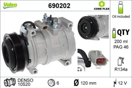 Компресор, система кондиціонування повітря Valeo 690202