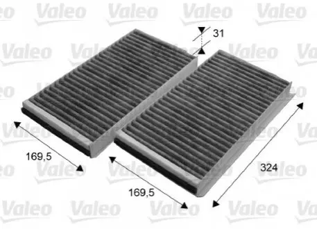 Фільтр салону BMW 5 (E60/E61)/6 (E63/E64) 2.0-5.0 01-10 (к-кт 2шт.) (вугільний) Valeo 698864