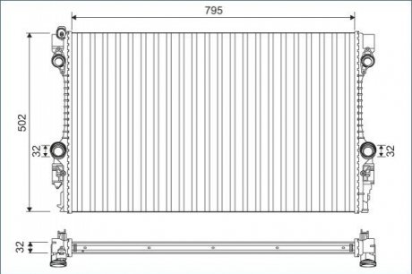 Радіатор охолодження Porsche Cayenne/VW Touareg 3.0D/3.0H/3.6 10- Valeo 701126 (фото 1)