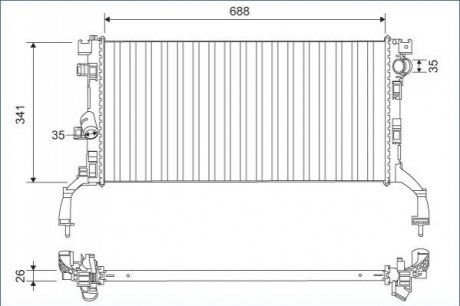 Радиатор охлаждения Renault Laguna/Latitude 1.5/2.0D 07- Valeo 701159 (фото 1)