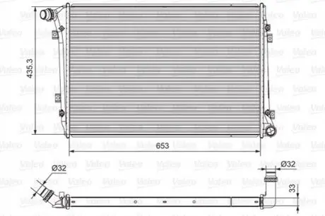 Радіатор двигуна (акпп/мкпп) AUDI A3 SEAT ALTEA, ALTEA XL, LEON, TOLEDO III SKODA OCTAVIA II, SUPERB II VW CADDY III, EOS, GOLF PLUS V, GOLF V, JETTA III, PASSAT B6, TOURAN 1.6-2.0D 05.03-07.15 Valeo 701664 Купити в Україні