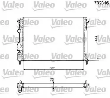Радіатор двигуна RENAULT MEGANE I, MEGANE I CLASSIC, MEGANE I COACH, MEGANE SCÉNIC, SCENIC I 1.4-2.0 01.96-09.03 Valeo 732316 Купити в Україні