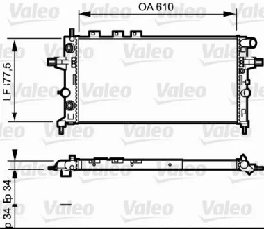 Радіатор двигуна OPEL ASTRA G, ZAFIRA A 1.6-2.2D 02.98-10.05 Valeo 732548