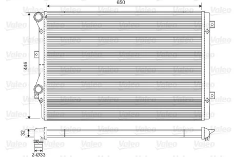 Радіатор двигуна AUDI A3, TT SEAT ALTEA XL, LEON SKODA OCTAVIA II, SUPERB II, YETI VW BEETLE, CADDY III, CC B7, EOS, GOLF PLUS V, GOLF V, GOLF VI, JETTA III, JETTA IV 1.4-2.0 02.03-12.17 Valeo 734413