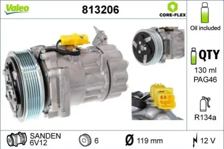 Компресор, система кондиціонування повітря Valeo 813206