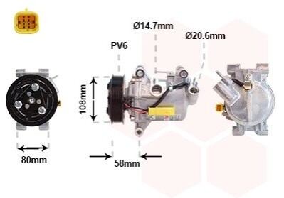 Компресор кондиціонера CITROEN C-ELYSEE 5/16+ Van Wezel 0901K702