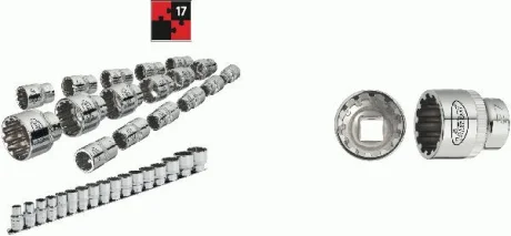 Набір головок SPLINE 1/2" 10-32 мм 17 од. (мультипрофіль, хромовані) VIGOR V1898