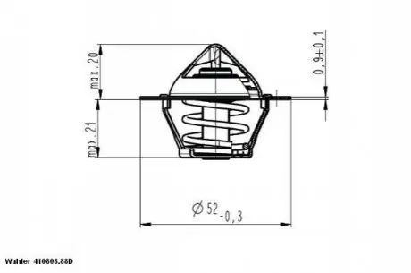 Термостат системи охолодження (88°C) DAIHATSU FEROZA DODGE CARAVAN FORD USA EXPLORER FSO POLONEZ III LAND ROVER FREELANDER I LOTUS ELISE MG MGF, TF, ZR, ZS, ZT, ZT- T 1.0-4.0 09.81-12.09 WAHLER 41080888D