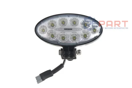 Робоча лампа (LED, 12/24В, 40Вт, 4000лм, кількість LED діодів: 10, довжина: 176мм, висота: 87мм, глибина: 86мм, довжина провода: 0,5м) Wesem CRV1B5230201