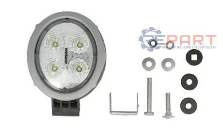 Робоча лампа (LED, 12/24В, 18Вт, 1500лм, кількість LED діодів: 4, довжина: 120мм, висота: 104мм, глибина: 81мм, довжина провода: 0,5м, алюмінієвий корпус бокове кріплення пластикова рама) Wesem CRV2A4964001