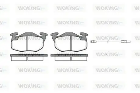 Колодки гальмівні (передні) Peugeot 106 91-04/205/305/309/405 82-98/Renault Clio 91-98 (з датчик.) WOKING P092312
