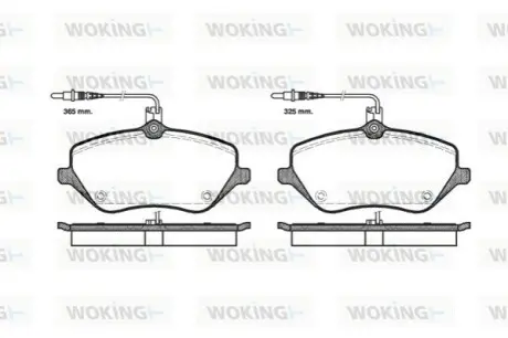 Колодки гальмівні (передні) Peugeot 407 04- (Lucas) (з датчиком) WOKING P1001304