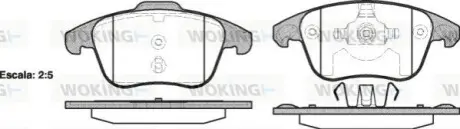 Колодки гальмівні (передні) Citroen C4 09-/C4 Grand Picasso 06-13/Peugeot 3008 11-16/5008 09-17 WOKING P13493.00