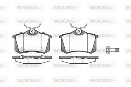 Колодки гальмівні (задні) VW Caddy III 04-/Peugeot 308 07-/Citroen C4 04 WOKING P363374