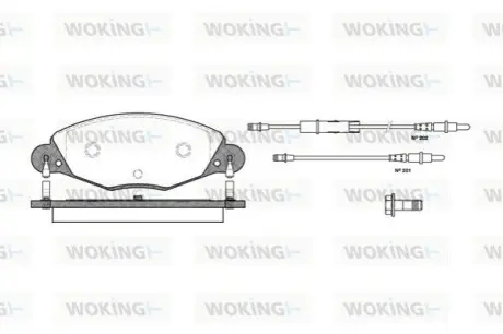 Колодки гальмівні (передні) Citroen С5 01- (+датчики) WOKING P927304