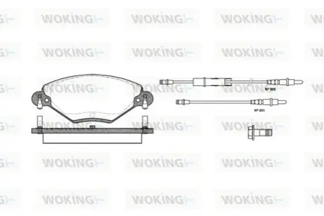 Колодки гальмівні (передні) Citroen C5 01- (Bosch) (з датчиком) WOKING P928304