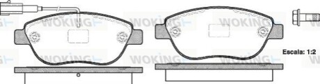 Тормозные колодки пер. Berlingo/Partner 01-/Doblo 03- (137x57.3x19)(с датчиком) WOKING P9593.11