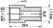Перехідник гальмівної трубки M10X1.25/M10X1.0, L=29.5MM WP R137