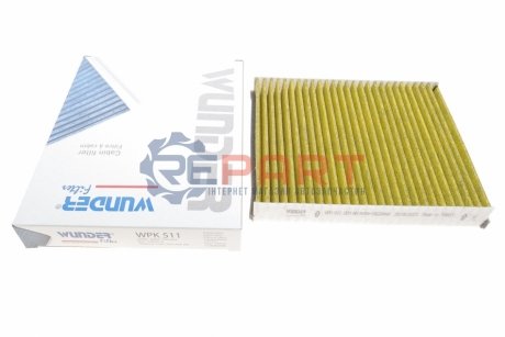 Фильтр салона Ford Focus/Connect 11-(угольный)) - WPK 511 (AV6N19G244AA, 31404958, 31369455) WUNDER FILTER WPK511