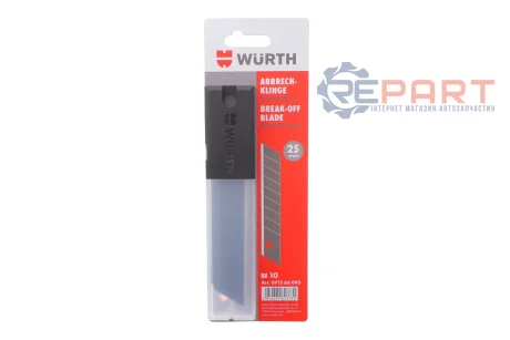 Лезвие для ножа канцелярского 25 мм (к-кт 10 шт) WURTH 071566093/10