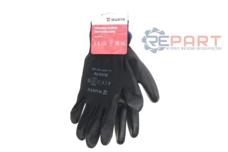 Рукавиці з поліуретановим покриттям (M) Black PU WURTH 0899402408
