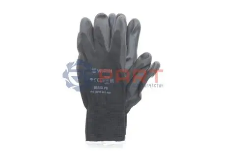 Рукавиці захисні Black PU, поліестер, покриття поліуретан, пара, р.9, RED LINE WURTH 0899402409 Купити в Україні