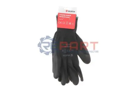 Рукавиці захисні Black PU, поліестер, покриття поліуретан, пара, р.11, RED LINE WURTH 0899402411 Купити в Україні