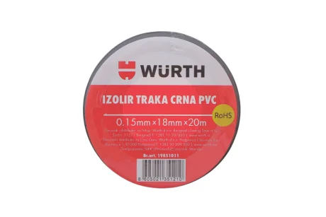 Ізоляційна стрічка PVC, чорна 18мм/20м WURTH 19851011