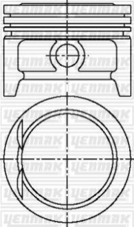 Поршень з кільцями та пальцем (розмір отв.. 77.60/STD) OPEL Astra F/G, Corsa, 1,4 (X 1,4 XE, NC,NE,NZ) YENMAK 31-03808-000