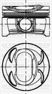 Поршень с кольцами і пальцем (размер отв. 76.51 / STD) VW GOLF V 1.4 TSI (4цил.) (TSI 1.4 BMY / BLG / CAVD) YENMAK 31-04297-000 (фото 1)