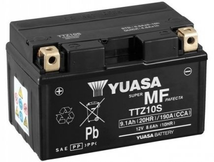 МОТО 12V 9,1Ah MF VRLA Battery AGM (сухозаряжений) YUASA TTZ10S (фото 1)