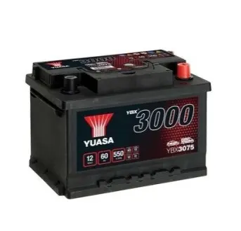 Акумулятор 12В 60Агод./550А YBX3000 SMF (R+ стандартні клеми) 243x175x175 B13 - монтажний фланець 10.5мм (пусковий) YUASA YBX3075