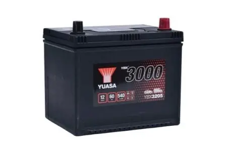 Акумулятор 12В 60Агод./540А YBX3000 SMF (R+ стандартні клеми) 230x174x205 B01 - монтажний фланець 10.5мм (пусковий) YUASA YBX3205