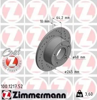 Тормозной диск ZIMMERMANN 100121752