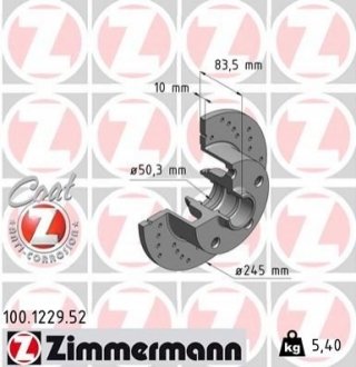 Гальмівний диск ZIMMERMANN 100122952 (фото 1)