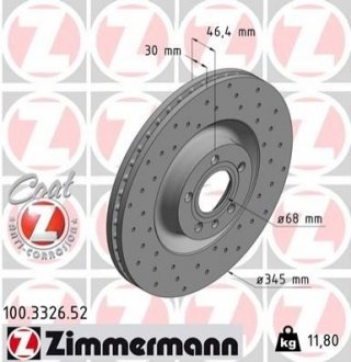 Тормозной диск ZIMMERMANN 100332652 (фото 1)
