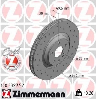 Гальмівний диск ZIMMERMANN 100332752 (фото 1)