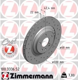 Тормозной диск ZIMMERMANN 100333652