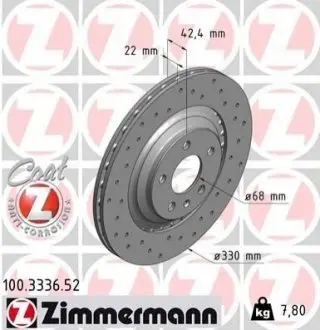 Тормозной диск ZIMMERMANN 100333652 Купить в Украине