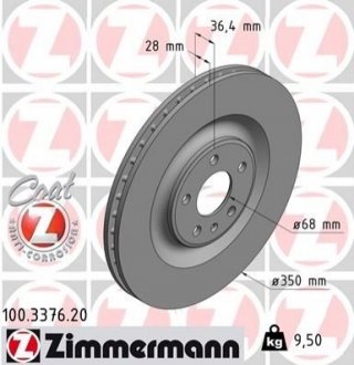Диск тормозной Coat Z - (4M0615601J) ZIMMERMANN 100337620