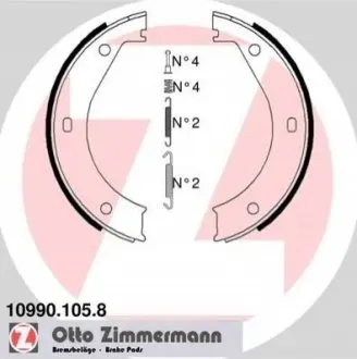 Колодки ручника BMW 3 (E36)/5 (E34)/7 (E38) 88- (180x25) ZIMMERMANN 109901058