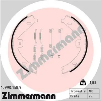 Комплект гальмівних колодок MB E-class (E212)/B-class (W245) 09- (180x25) ZIMMERMANN 109901589 Купити в Україні
