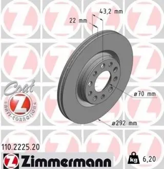 Гальмівний диск ZIMMERMANN 110222520