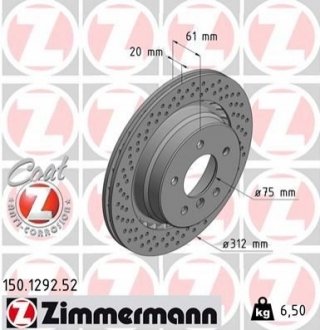 Гальмівний диск ZIMMERMANN 150129252 (фото 1)