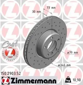 Диск гальмівний (передній) BMW 3 (F30/F80) 12-16 (340x30) ZIMMERMANN 150290352 Купити в Україні