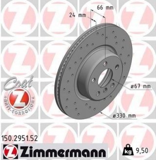 Гальмівні диски Sport передні ZIMMERMANN 150295152 (фото 1)