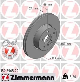 Гальмівні диски передні ZIMMERMANN 150296520