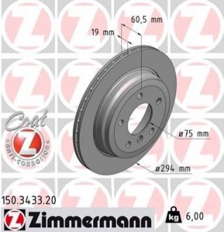 Гальмівний диск ZIMMERMANN 150343320